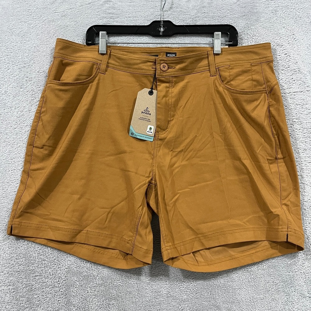 prAna Halle Short Plus II Earthbound Brown Hiking Shorts 18W 7" Inseam Gorpcore